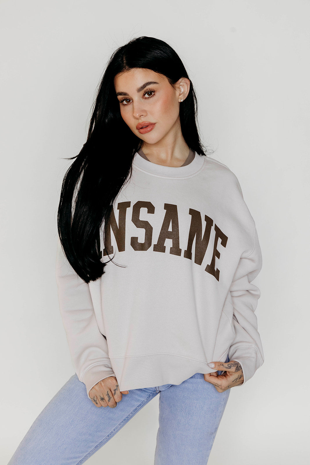 Women's Insane Relaxed Crewneck Bone (Pre-Order)